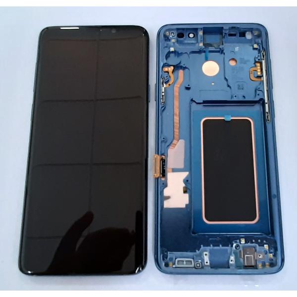 Pantalla lcd calidad oled para Samsung Galaxy S9 PLUS SM-G965F mas tactil negro mas marco azul compatible