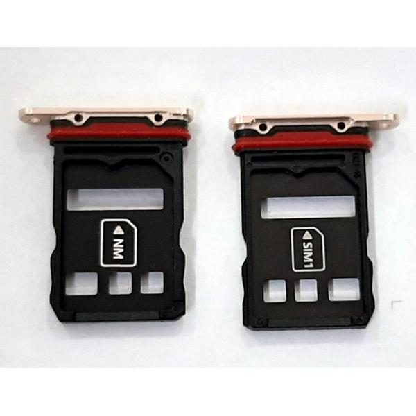 Soporte o bandeja dual sim dorada para Huawei Mate 40 Pro NOH-AN00 NOH-NX9 calidad premium