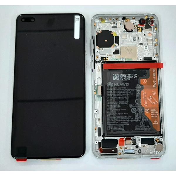 Pantalla lcd para Huawei P40 mas tactil negro mas marco ice white Service Pack