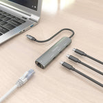 Hub USB Tipo-C Aisens ASUC-4P041-GR/ 3xUSB Tipo-C/ 1xRJ45/ Gris
