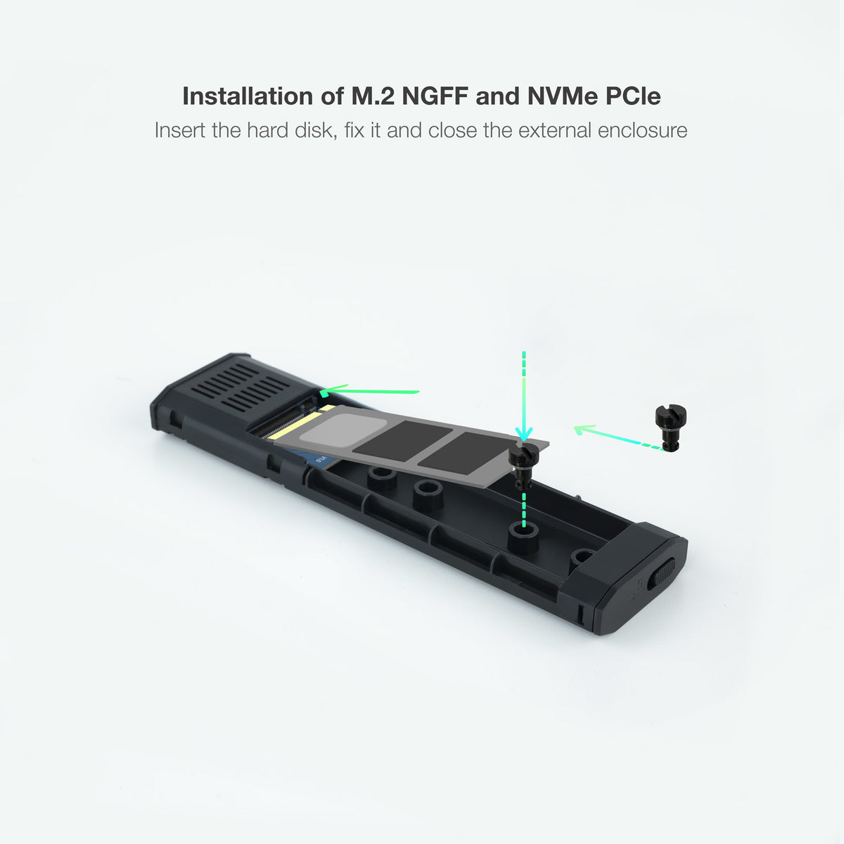 Caja Externa para Disco SSD M.2 NVMe TooQ TQE-2223G/ USB 3.2/ Sin tornillos