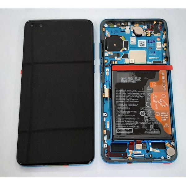 Pantalla lcd para Huawei P40 mas tactil negro mas marco azul mas bateria mas flex power mas flex vibrador mas flex