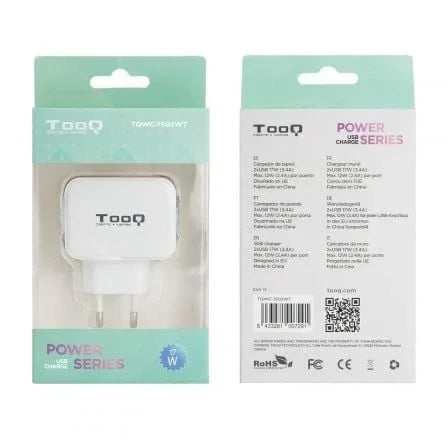 Cargador de Pared TooQ TQWC-1S02WT/ 2xUSB/ 17W - PixelPlaza