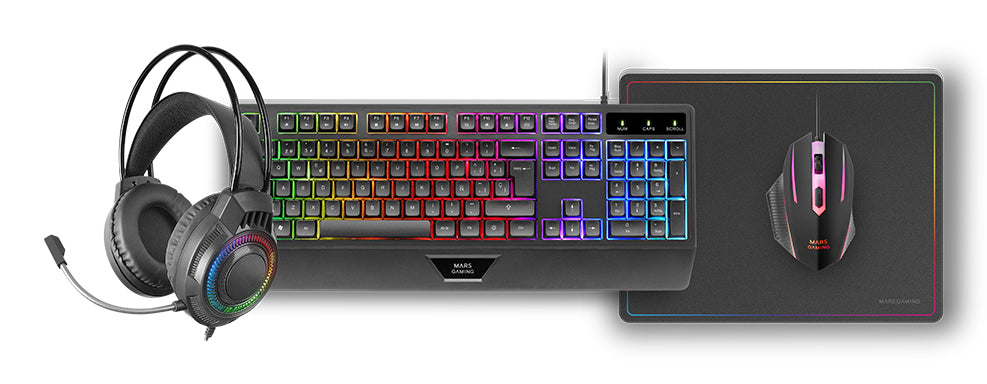 Kit mars gaming teclado + raton + alfombrilla + auricular