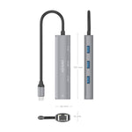 Hub USB Tipo-C Aisens ASUC-4P040-GR/ 2xUSB Tipo-C/ 1xUSB/ 1xRJ45/ Gris