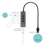 Hub i - tec USB 3.0 con 3 puertos USB 3.0 y ethernet glan rj - 45