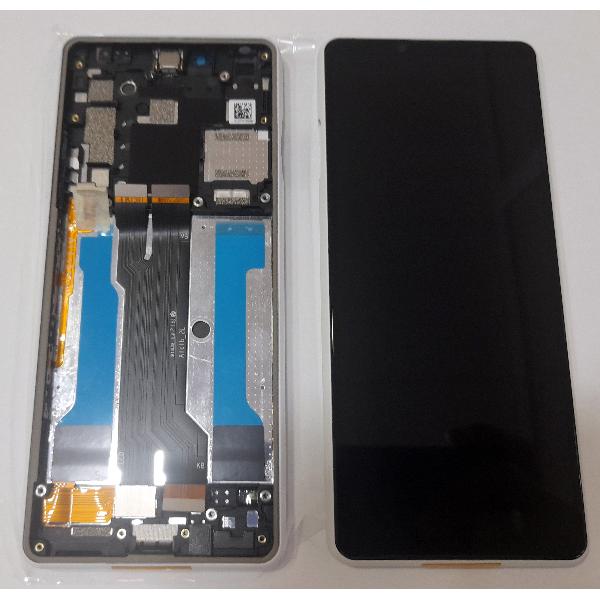 Pantalla lcd para Sony Xperia 10 III PDX-213 A5034093A mas tactil negro mas marco blanco service pack premium