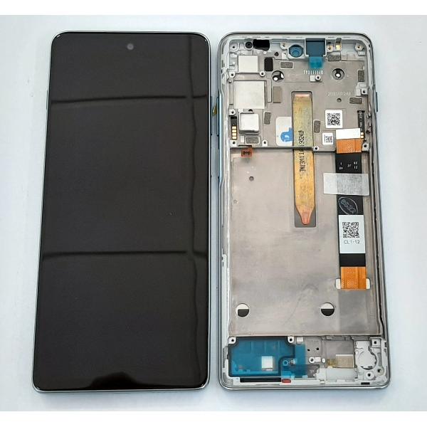 Pantalla lcd para Motorola Moto G200 mas tactil negro mas marco azul claro Service Pack