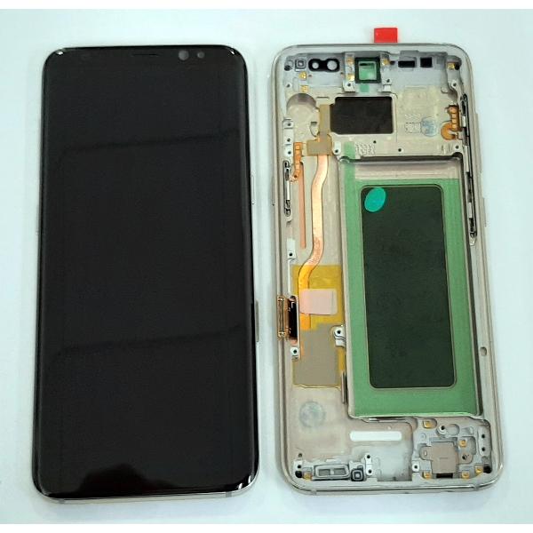Pantalla lcd para Samsung Galaxy S8 G950F SM-G950F mas tactil negro mas marco dorado calidad premium