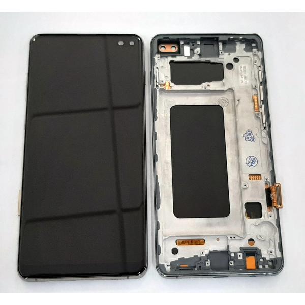 Pantalla lcd 2 para Samsung Galaxy S10 plus S10+ SM-G975F mas tactil negro mas marco gris compatible