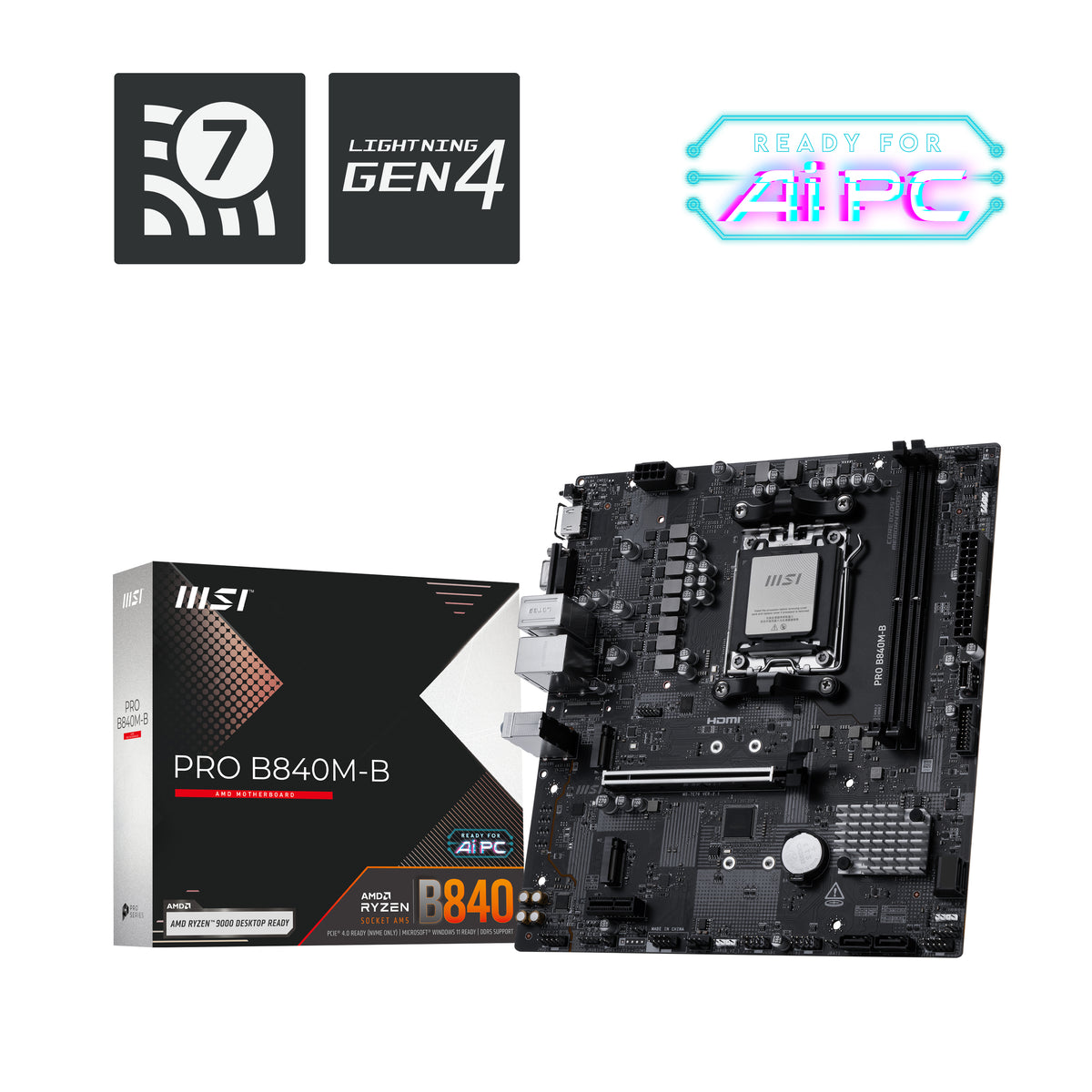 Placa base Msi am5 pro b840m - b DDR5 mATX