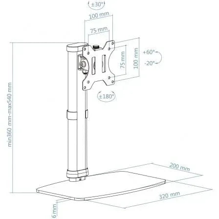 Soporte de Sobremesa para Monitor TooQ DB1127TN-B/ Giratorio/ Inclinable / hasta 6kg - PixelPlaza