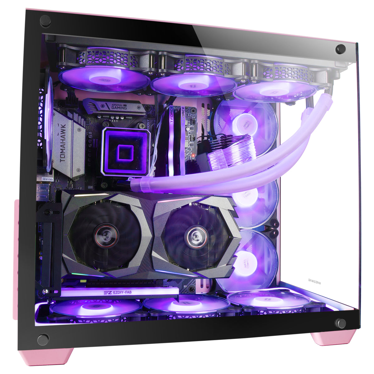 Caja ordenador mars gaming mcv4p premium custom xxl cristal templado rosa