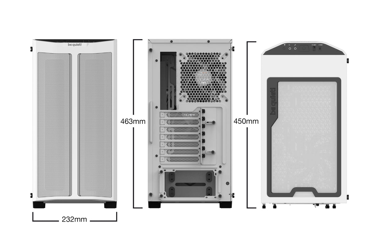 Caja ordenador gaming ATX be quiet! pure base 500dx white tira LED argb frontal · cristal templado · 3x ventilador 140
