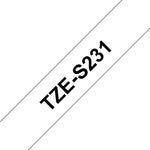 Cinta super adhesiva Brother tzes231 12mm x 8m blanco - negro