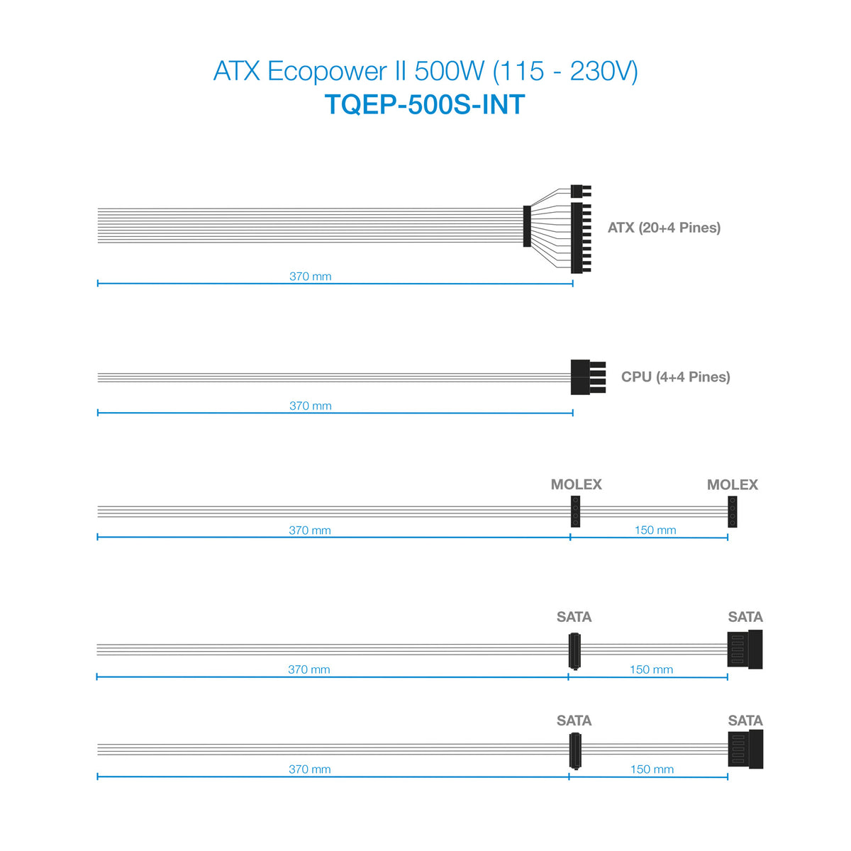 Fuente alimentación TooQ ep - ii tqep - 500s - int atx
