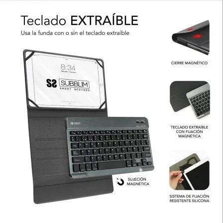 Funda con Teclado Subblim Keytab Pro Bluetooth para Tablets de 10.1"-10.8"/ Negra - PixelPlaza