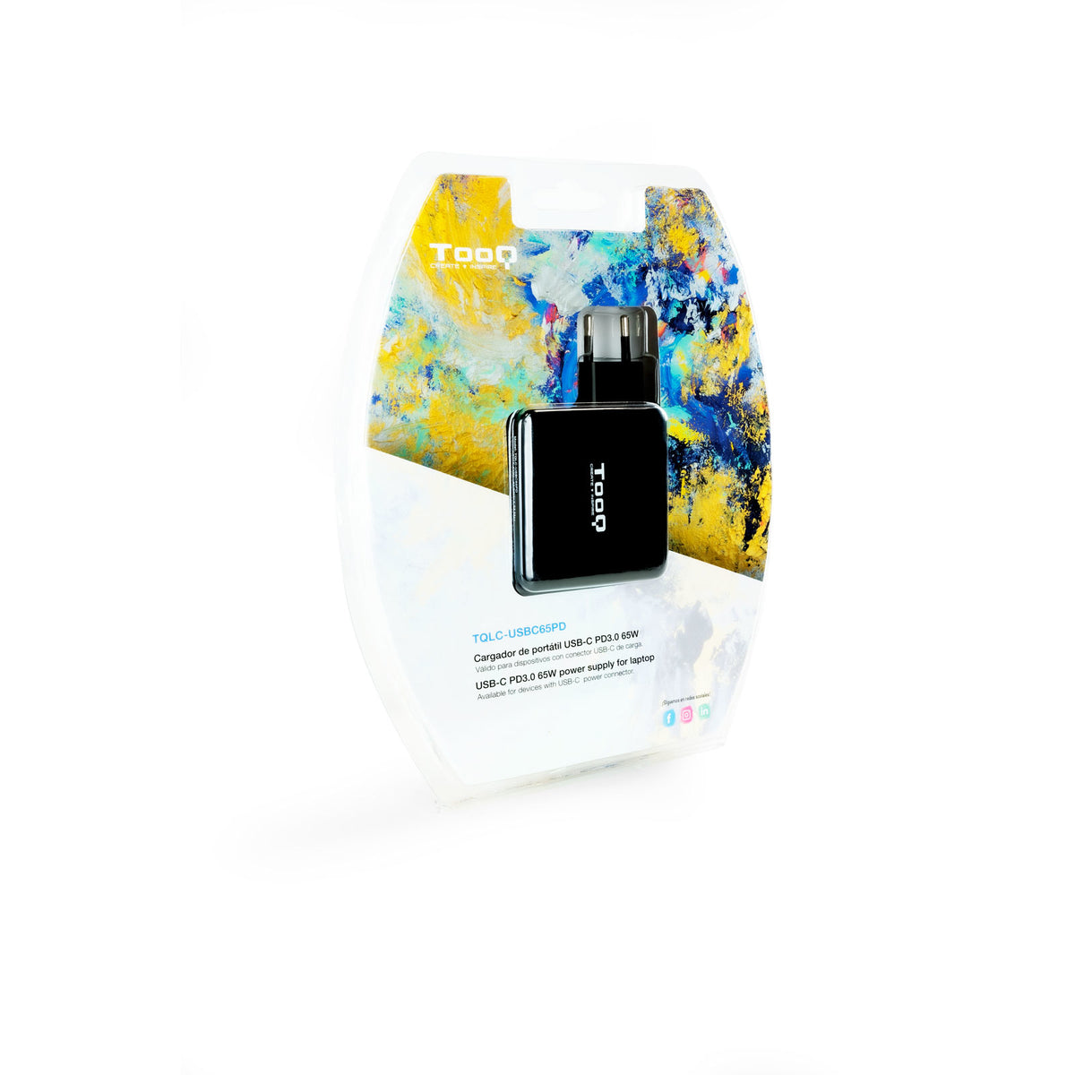 Cargador portatil Tooq tqlc - usbc65pd 65w USB tipo c negro power delivery 3.0