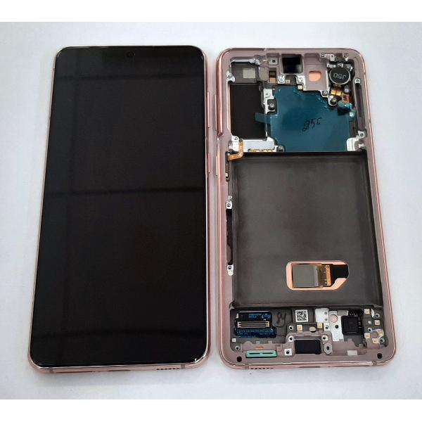 Pantalla para Samsung Galaxy S21 5G SM-G991B SM-G991 G991B G991 GH82-27255D mas táctil negro mas marco phantom rosa