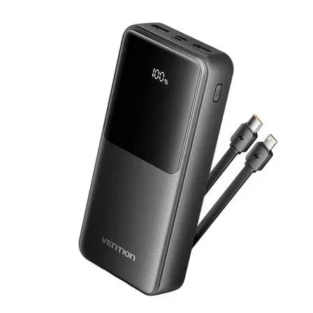 Powerbank 20000mAh Vention FHPB0/ 22.5W/ Negra/ Incluye Cable USB Tipo-C y Lightning - PixelPlaza