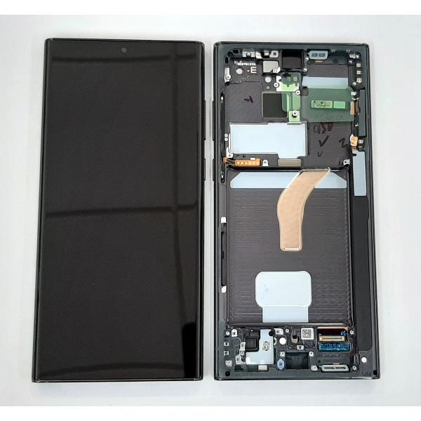 Pantalla lcd para Samsung Galaxy S22 Ultra SM-S908B GH82-27488A mas tactil negro mas marco phantom negro Service Pa