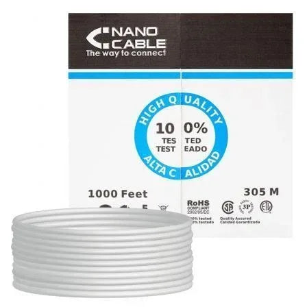 Bobina de Cable RJ45 UTP Nanocable 10.20.0504 Cat.6/ 305m/ Gris - PixelPlaza