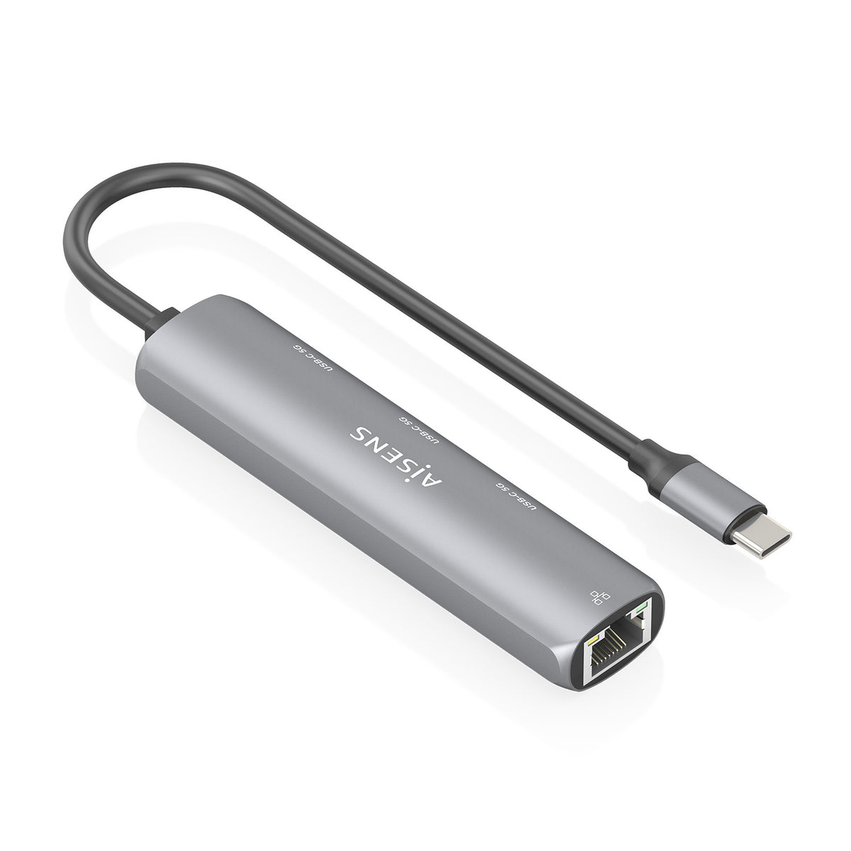 Hub USB Tipo-C Aisens ASUC-4P041-GR/ 3xUSB Tipo-C/ 1xRJ45/ Gris