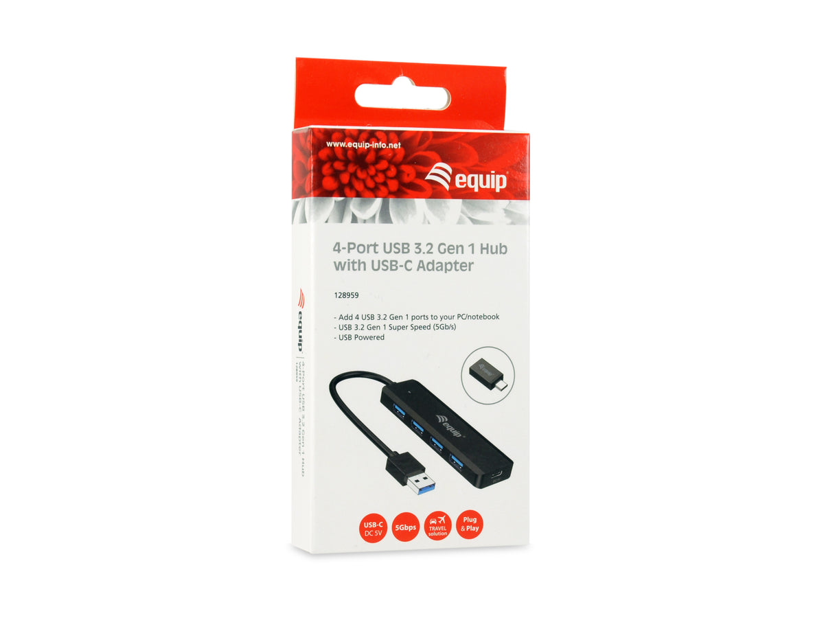 Hub USB Equip life a 4 x USB 3.2 - 1 x USB tipo c + adaptador USB tipo c
