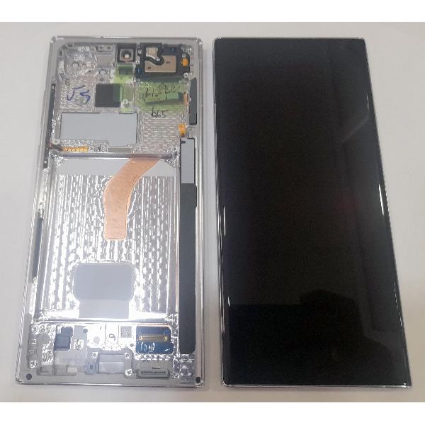 Pantalla lcd para Samsung Galaxy S22 Ultra SM-S908B GH82-27488C mas tactil negro mas marco blanco Service Pack