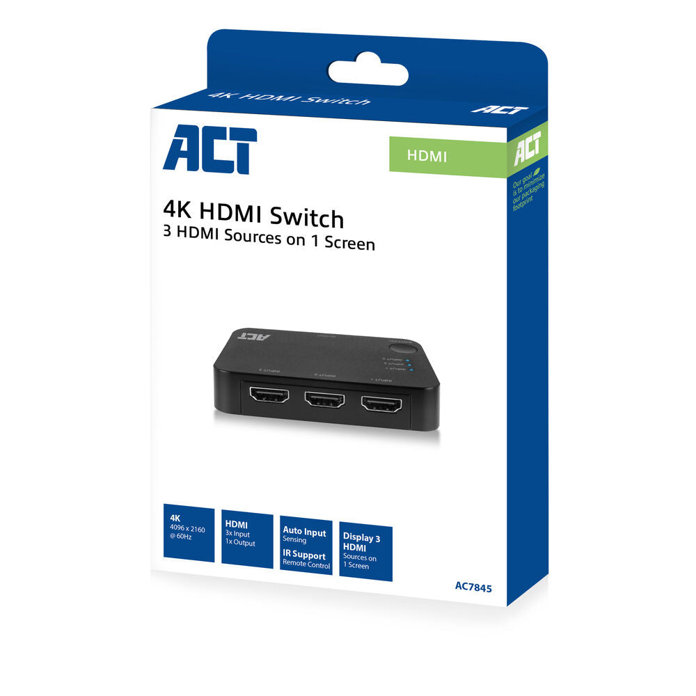 Conmutador HDMI 4K, 3x1