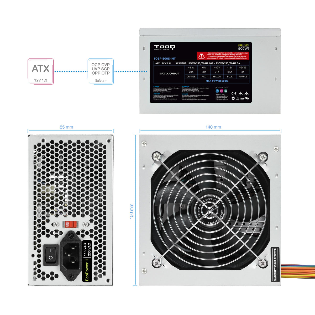 Fuente alimentación TooQ ep - ii tqep - 500s - int atx