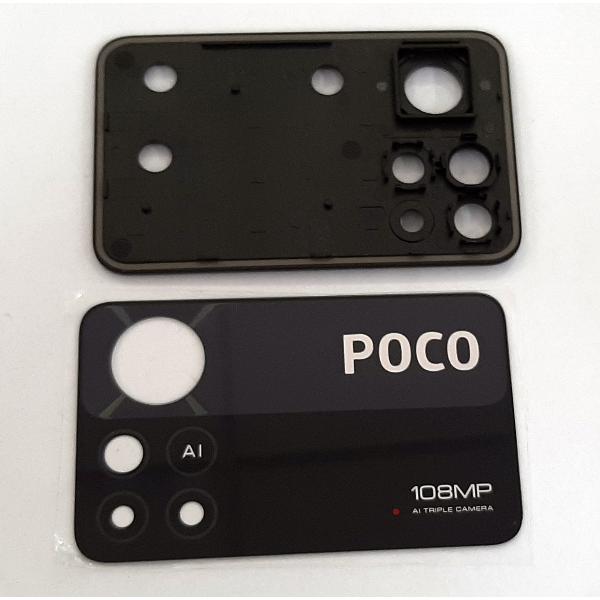 Cubierta camara negra mas cristal para Xiaomi Poco X4 Pro 5G calidad premium