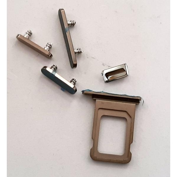 Set botones mas soporte sim dorado para IPhone 14 Pro 14 Pro Max calidad premium
