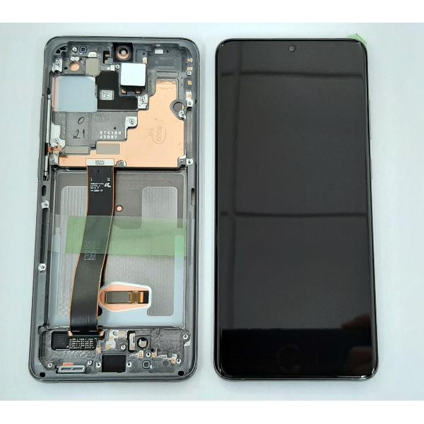 Pantalla lcd para Samsung Galaxy S20 Ultra SM-G988F + tactil negro + marco Cosmic Grey Service Pack