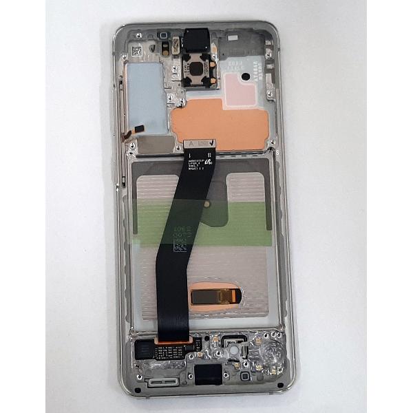 Pantalla lcd para Samsung Galaxy S20 SM-G980F SM-G981F GH82-22123B mas tactil negro mas marco blanco Service Pack