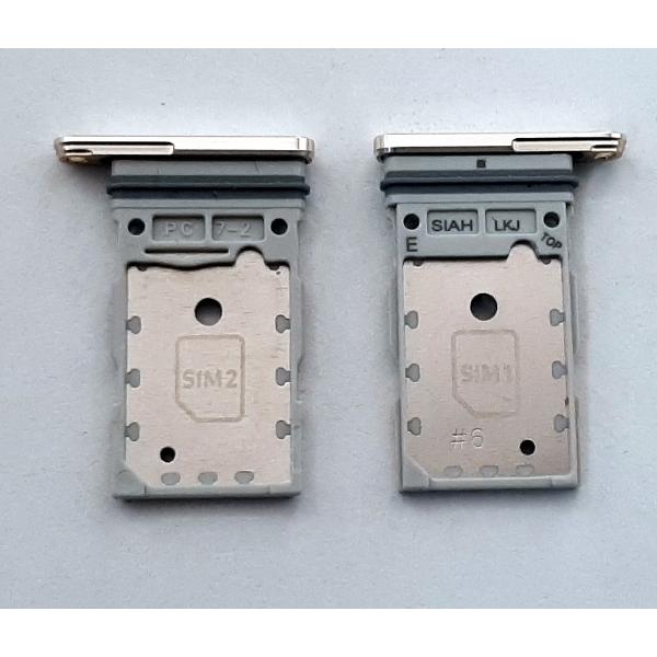 Soporte o bandeja dual sim dorada para Samsung Galaxy S23 Ultra SM-S918 calidad premium
