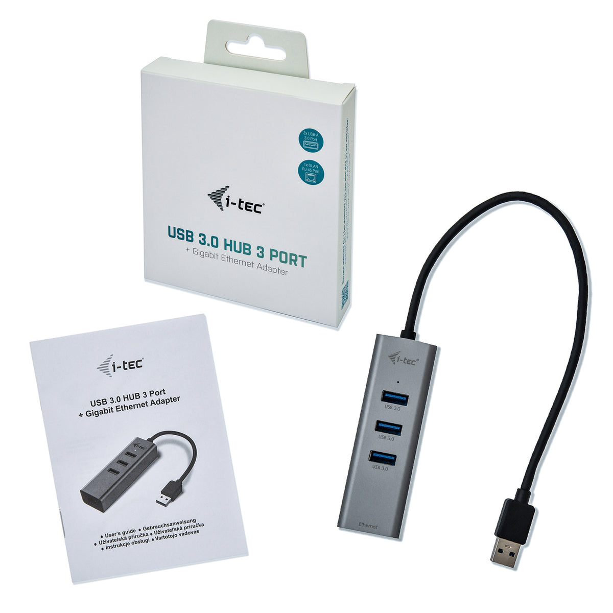 Hub i - tec USB 3.0 con 3 puertos USB 3.0 y ethernet glan rj - 45