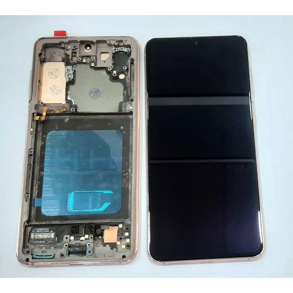 Pantalla oled para Samsung Galaxy S21 5G SM-G991B SM-G991 G991B G991 mas tactil negro mas marco rosa compatible
