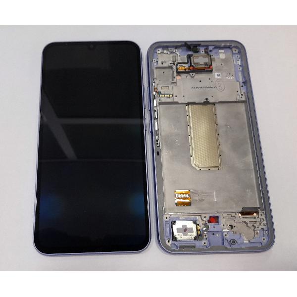 Pantalla lcd para Samsung Galaxy A34 5G A346B GH82-31201D mas tactil negro mas marco violeta Service Pack