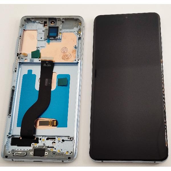 Pantalla oled para Samsung Galaxy S20 Plus S20+ G985 G986 5G mas tactil negro mas marco azul claro compatible