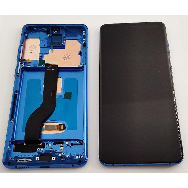 Pantalla oled para Samsung Galaxy S20 Plus S20+ G985 G986 5G mas tactil negro mas marco azul oscuro compatible