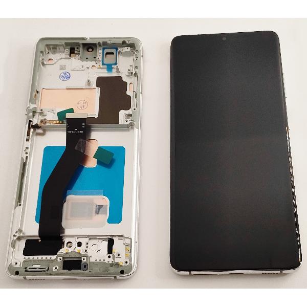 Pantalla oled para Samsung Galaxy S21 Ultra 5G SM-G998F mas tactil negro mas marco plata compatible