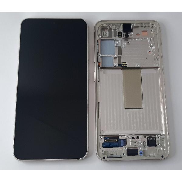 Pantalla lcd para Samsung Galaxy S23 SM-S911B mas tactil negro mas marco crema Service Pack GH82-30481B GH82-30480B