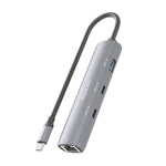 Hub USB Tipo-C Aisens ASUC-4P040-GR/ 2xUSB Tipo-C/ 1xUSB/ 1xRJ45/ Gris