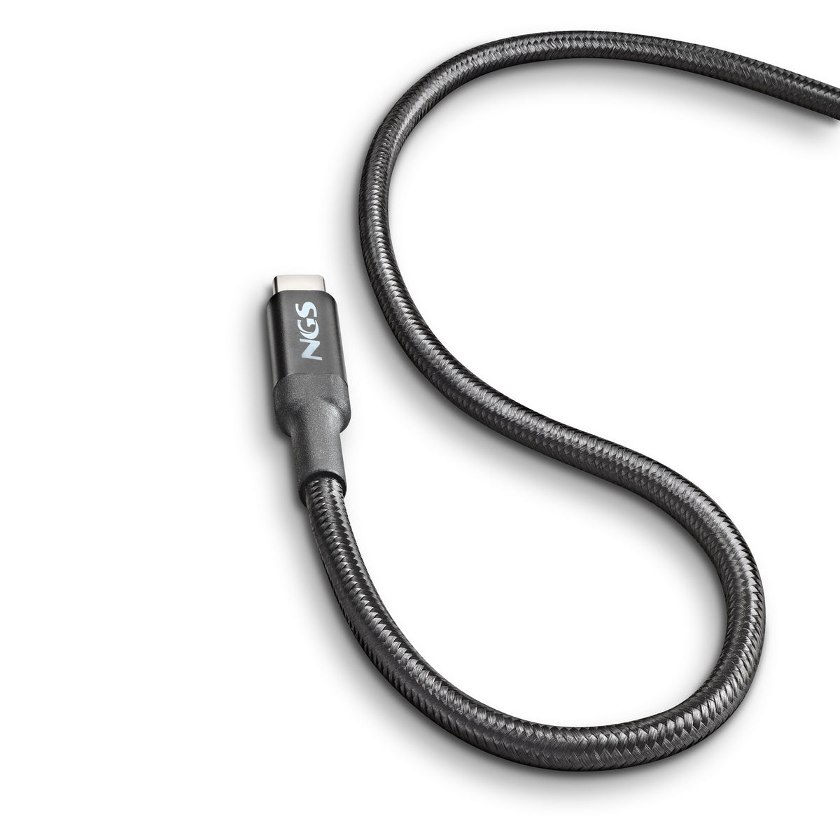 Cable USB 2.0 Tipo-C NGS KNOT/ USB Tipo-C Macho - USB Tipo-C Macho/ Hasta 100W/ 480Mbps/ 2m/ Negro