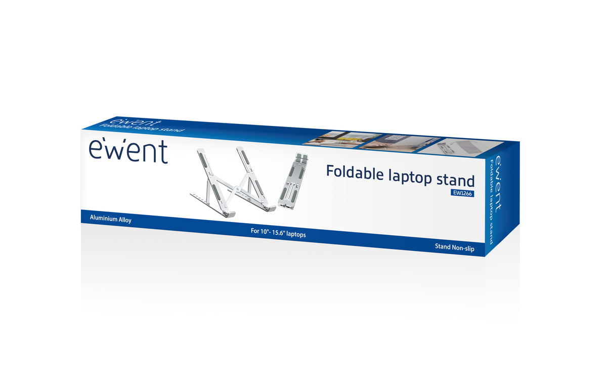 Soporte de mesa plegable de viaje Ewent ew1266 para ordenador portatil 10 - 15.6 pulgadas aleacion de aluminio