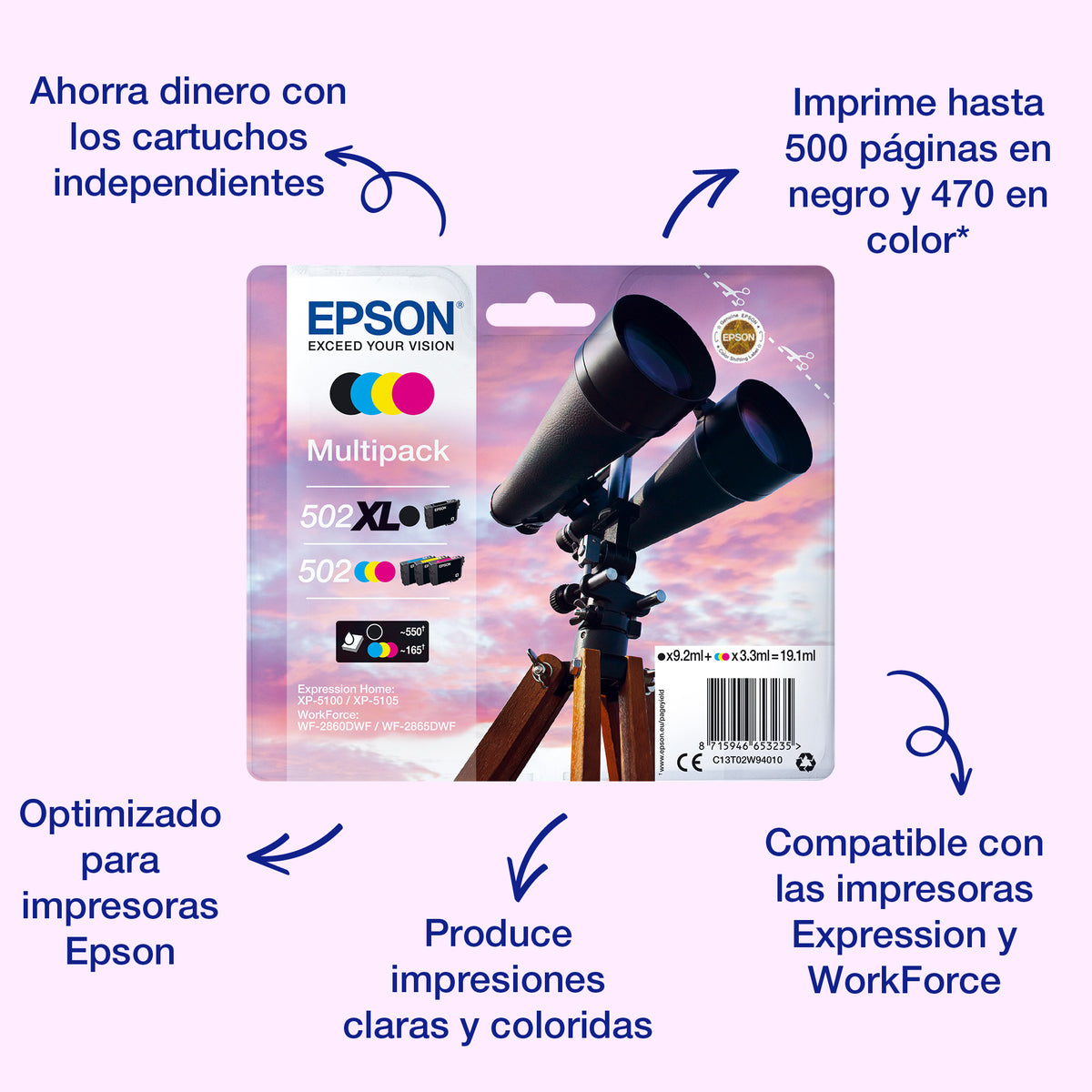 Cartucho tinta Epson t02w340 502xl magenta ink
