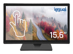 Iggual Monitor táctil resistivo 15,6", 16:9 HD+, VGA HDMI USB-A, Peana plegable, Negro