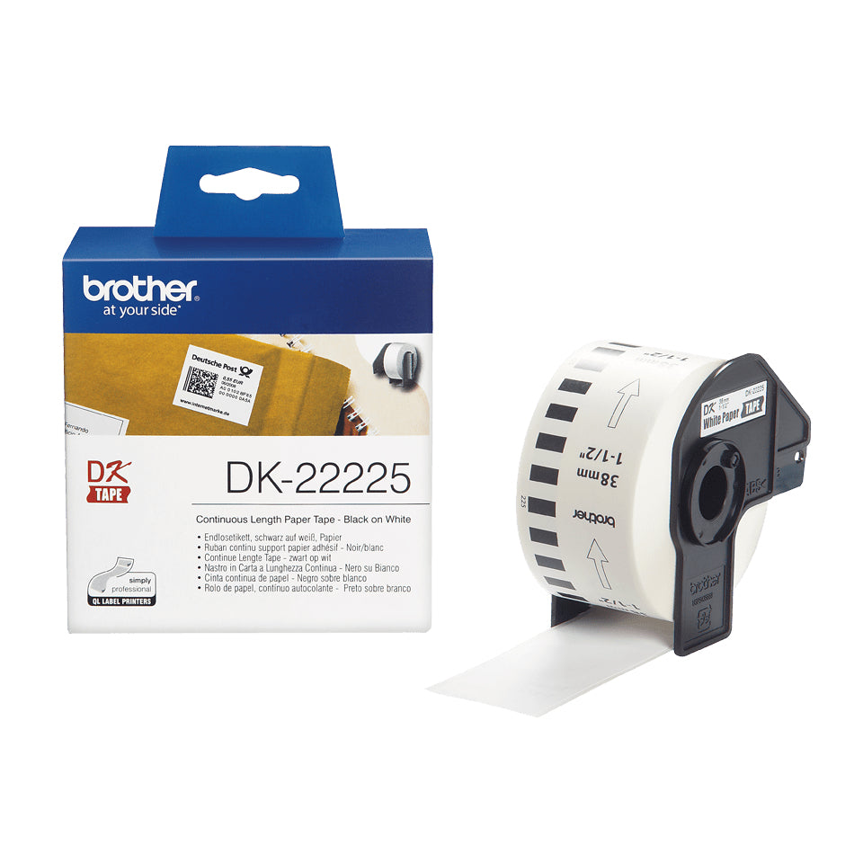 Etiquetas cinta continua Brother blanca dk22225 38mm