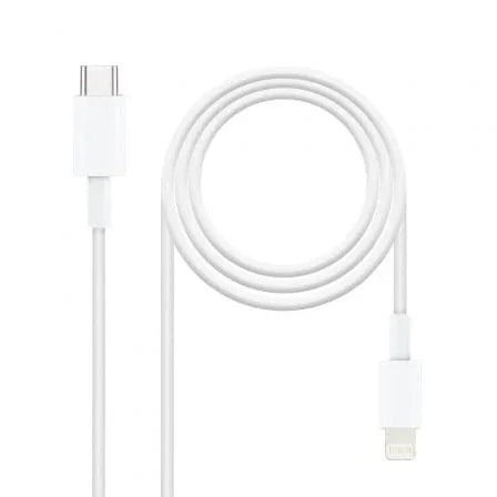 Cable USB 2.0 Tipo-C Lightning Nanocable 10.10.0601/ USB Tipo-C Macho - Lightning Macho/ 1m/ Blanco - PixelPlaza